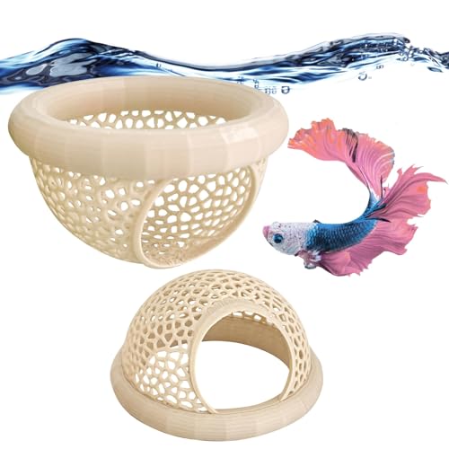 Betta Fischunterstand Hängematte 2 Stück, große kleine Höhle Fisch Ruhebereich, Aquarium Betta Fisch Garnelen Verstecke Spielzeug, langlebiges platzsparendes Design, Kunststoff Schwarz von Deskium