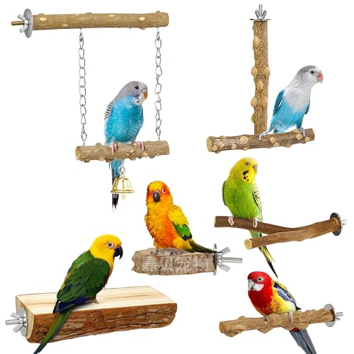 Deskium Vogel-Sitzstangen-Set, 6-teilig, Papageien-Holzständer, Schraubmontage, alle Vogelgrößen geeignet Deskium Vogel-Sitzstangen-Set, 6-teilig, Papageien-Holzständer, Schraubmontage, alle Vogelgrößen geeignet von Deskium
