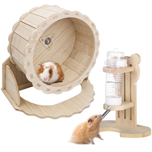 Hamsterrad-Set 2 Stück, leises Laufrad und verstellbarer Wasserspenderständer inklusive, Laufrad mit Wasserfütterungshamster, für Igel und Meerschweinchen ideal Hamsterrad-Set 2 Stück, leises Laufrad und verstellbarer Wasserspenderständer inklusive, Laufrad mit Wasserfütterungshamster, für Igel und Meerschweinchen ideal von Deskium