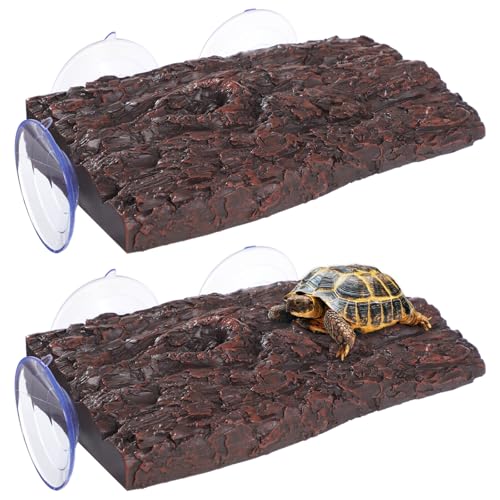 Reptilien-Ruhe-Terrasse, Kunstharz, Schildkröten-Kletterdock, 2 Stück, für Aquarium, Terrarium, Saugnäpfe mit natürlicher Rindenstruktur, für Frösche, Amphibien, Eidechsen Reptilien-Ruhe-Terrasse, Kunstharz, Schildkröten-Kletterdock, 2 Stück, für Aquarium, Terrarium, Saugnäpfe mit natürlicher Rindenstruktur, für Frösche, Amphibien, Eidechsen von Deskium