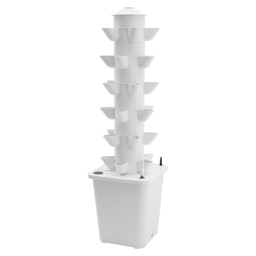 Weiß PP 6 Etagen Hydroponics Vertical Growing Kit, Hydroponic Growing Kit, Vertical Plant-Growing Kit, für Garten Büro Balkon 26 * 26 * 86cm von Dettchan
