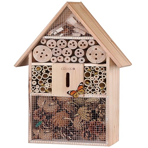 CADOCA® Insektenhotel 48x31x10cm Holz Spitzdach Garten Bienenhotel Insektenhaus Nistkasten wetterfest zum Aufhängen von Deuba