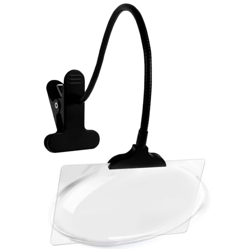 Deuson 5-fache Lupe mit Clip, verstellbare Clip-On-Lupe mit flexiblem Hals, große Seitenlupe, Leselupe, Handlupe zum Lesen von Büchern, Basteln (schwarz) von Deuson