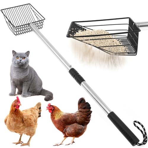 Deuson Hühnerkotschaufel,Metall Chicken Poop Scooper,Schaufel Edelstahl für Haustier mit Einstellbare Griff,Hochleistungs-Poop-Schaufel für Hühner,Haustiere,Katzen und Hunde Deuson Hühnerkotschaufel,Metall Chicken Poop Scooper,Schaufel Edelstahl für Haustier mit Einstellbare Griff,Hochleistungs-Poop-Schaufel für Hühner,Haustiere,Katzen und Hunde von Deuson