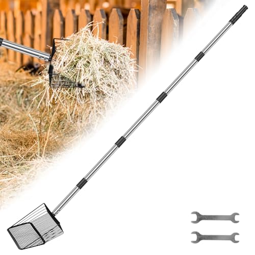 Deuson Hühnerkotschaufel,Metall Chicken Poop Scooper,Verstellbare Streuschaufel,Schaufel für Haustier mit Edelstahlgriff,Hochleistungs-Poop-Schaufel für Die Stallreinigung(schwarz) von Deuson