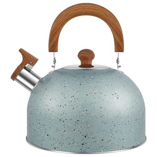 Deuson Teekessel aus Edelstahl, 2,6 l, Pfeifender Teekessel mit Griff, schnell kochende Teekanne, große Kapazität, Teekanne, Herd, Wasserkocher für Herd, Zuhause, Küche (blau) von Deuson