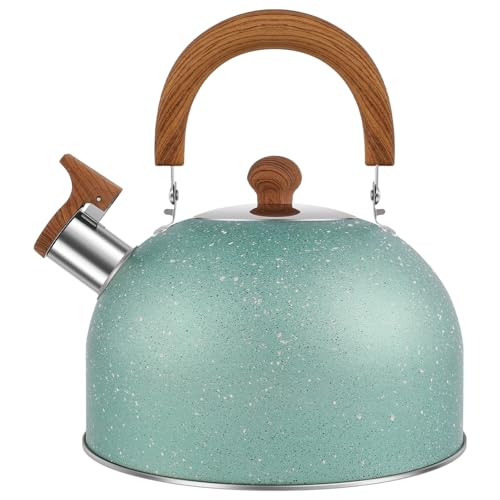 Deuson Teekessel aus Edelstahl, 2,6 l, Pfeifender Teekessel mit Griff, schnell kochende Teekanne, große Kapazität, Teekanne, Herd, Wasserkocher für Herd, Zuhause, Küche (grün) von Deuson