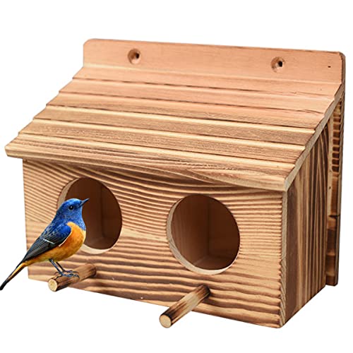 Deuson Vogelhaus mit 2 Löchern, kreatives hängendes Vogelhaus, Holz, Garten, Vogelhaus, Zimmer, handgefertigt, zum Aufhängen, für den Außenbereich, Vogelnistung, stabil für Vogelliebhaber, N Deuson Vogelhaus mit 2 Löchern, kreatives hängendes Vogelhaus, Holz, Garten, Vogelhaus, Zimmer, handgefertigt, zum Aufhängen, für den Außenbereich, Vogelnistung, stabil für Vogelliebhaber, N von Deuson