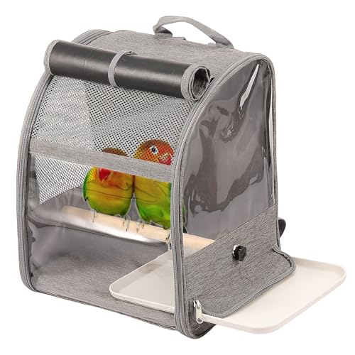 Rucksack für Vögel,Vogel Transporttasche mit Sitzstangen und Tabletts,Tragbare Transportbox Vogel aus Oxford Stoff,Atmungsaktiv und Langlebig,für Papageien und Andere Kleine und Mittelgroße Vögel von Deuson