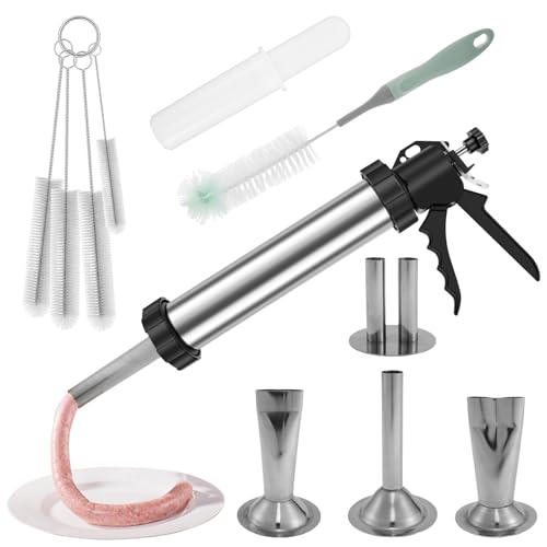 Würstchenfüller-Set, manuell, Edelstahl, einfache Reinigung, große Kapazität, ruckartiges Füllset mit verdicktem Aluminiumgriff für die Küche Würstchenfüller-Set, manuell, Edelstahl, einfache Reinigung, große Kapazität, ruckartiges Füllset mit verdicktem Aluminiumgriff für die Küche von Deuson
