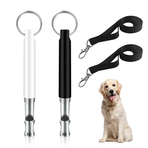 Hundetrainingspfeife Metall Hundepfeife Ultraschallpfeife für Hunde zum Tressuren, Anziehen und Anrufen von Hunden leicht und leicht zu tragen, mit Lanyard, 2 Stück von Devantia