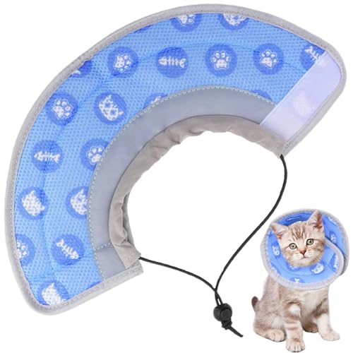 Verstellbares, weiches, kegelförmiges Halsband, reflektierendes rundes Halsband, verhindert Lecken, für Katzen, kleine Hunde, Kätzchen, Welpen, Haustiere (S, Blau) von Devenirriche