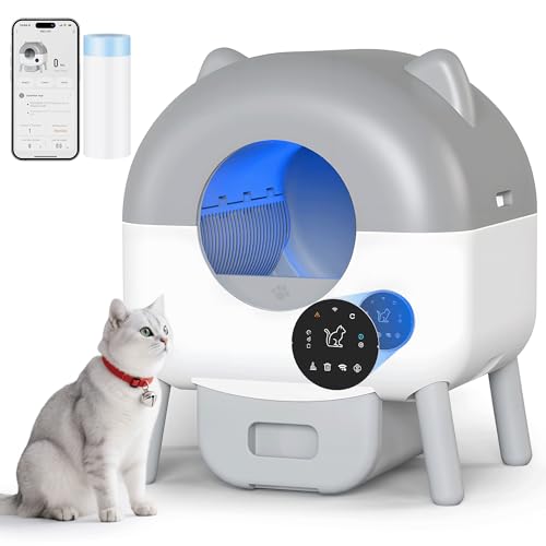 Devoko Automatisches selbstreinigendes Katzenklo mit APP-Steuerung - Elektrisches Katzenklo mit großem Fassungsvermögen für mehrere Katzen, inkl. Katzenstreumatte von Devoko
