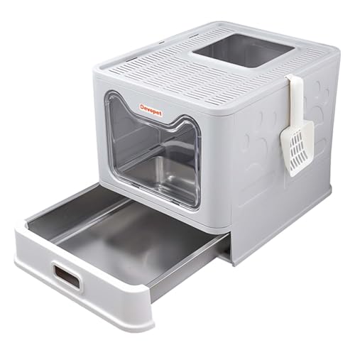 Devopet Katzentoilette aus Edelstahl mit Deckel, Geschlossene Katzentoiletten, abgedeckter Obereingang Katzentoilette, Faltbare große Metallbox mit Abdeckung Devopet Katzentoilette aus Edelstahl mit Deckel, Geschlossene Katzentoiletten, abgedeckter Obereingang Katzentoilette, Faltbare große Metallbox mit Abdeckung von Devopet