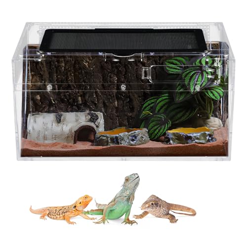 Dewocke Reptil Fütterungsbox, 30 x 18 x 15cm Acryl Terrarium, Reptilien Terrarium Box, Schnecken Terrarium, Faunarium für Schnecken Insekten Vogelspinnen Leopard Gecko Einsiedlerkrebs von Dewocke