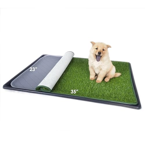 Dewonch Hunde-Grasunterlage mit Tablett für Welpen, Töpfchentraining, 89,9 x 60 cm von Dewonch