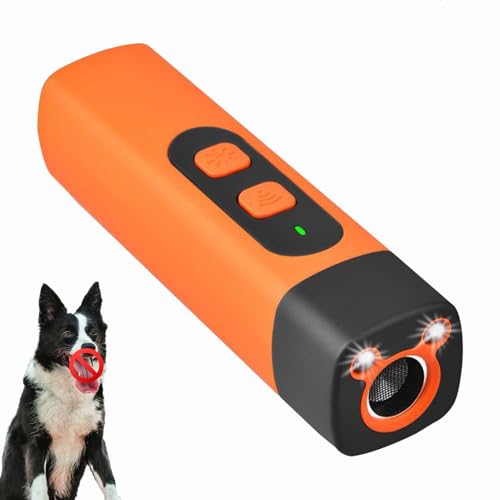 Dewppxi Anti-Bell-Gerät für Hunde,Schonendes Ultraschall-Hundevertreiber,Antibell Ultraschall Gerät mit LED-Taschenlampe,Portable Bellen Stopper für Hunde Haustiere Indoor Outdoor (Orange) von Dewppxi