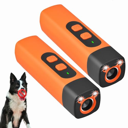 Dewppxi Anti-Bell-Gerät für Hunde,Schonendes Ultraschall-Hundevertreiber,Antibell Ultraschall Gerät mit LED-Taschenlampe,Portable Bellen Stopper für Hunde Haustiere Indoor Outdoor (Orange-2Stück) Dewppxi Anti-Bell-Gerät für Hunde,Schonendes Ultraschall-Hundevertreiber,Antibell Ultraschall Gerät mit LED-Taschenlampe,Portable Bellen Stopper für Hunde Haustiere Indoor Outdoor (Orange-2Stück) von Dewppxi