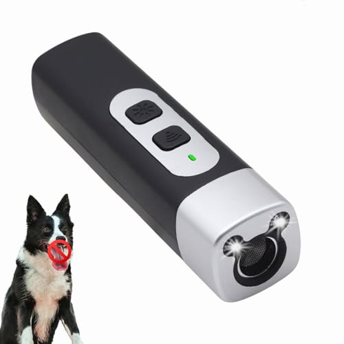 Dewppxi Anti-Bell-Gerät für Hunde,Schonendes Ultraschall-Hundevertreiber,Antibell Ultraschall Gerät mit LED-Taschenlampe,Portable Bellen Stopper für Hunde Haustiere Indoor Outdoor (Schwarz) von Dewppxi