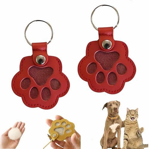 Dewppxi Schlüsselanhänger mit Hundehaare, Hundehaar-Sammler Schlüsselanhänger, Hundepfote-Schlüsselanhänger mit Druckknopf, Tierhaar Anhänger Geschenk für Tierliebhaber (A-2pcs) von Dewppxi