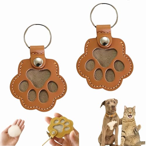 Dewppxi Schlüsselanhänger mit Hundehaare, Hundehaar-Sammler Schlüsselanhänger, Hundepfote-Schlüsselanhänger mit Druckknopf, Tierhaar Anhänger Geschenk für Tierliebhaber (C-2pcs) von Dewppxi