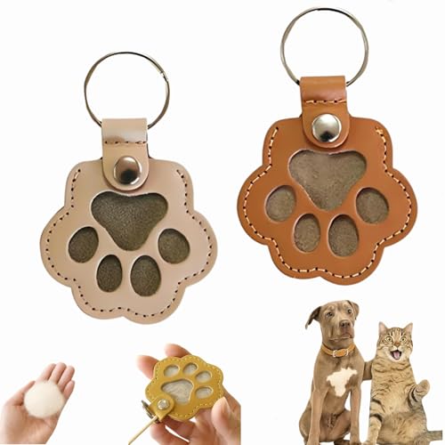 Dewppxi Schlüsselanhänger mit Hundehaare, Hundehaar-Sammler Schlüsselanhänger, Hundepfote-Schlüsselanhänger mit Druckknopf, Tierhaar Anhänger Geschenk für Tierliebhaber (F-2pcs) von Dewppxi