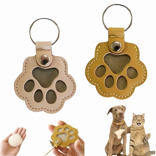 Dewppxi Schlüsselanhänger mit Hundehaare, Hundehaar-Sammler Schlüsselanhänger, Hundepfote-Schlüsselanhänger mit Druckknopf, Tierhaar Anhänger Geschenk für Tierliebhaber (G-2pcs) von Dewppxi