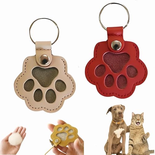 Dewppxi Schlüsselanhänger mit Hundehaare, Hundehaar-Sammler Schlüsselanhänger, Hundepfote-Schlüsselanhänger mit Druckknopf, Tierhaar Anhänger Geschenk für Tierliebhaber (H-2pcs) von Dewppxi