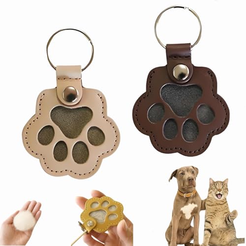 Dewppxi Schlüsselanhänger mit Hundehaare, Hundehaar-Sammler Schlüsselanhänger, Hundepfote-Schlüsselanhänger mit Druckknopf, Tierhaar Anhänger Geschenk für Tierliebhaber (I-2pcs) von Dewppxi