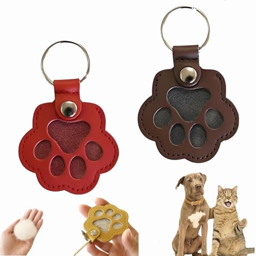 Dewppxi Schlüsselanhänger mit Hundehaare, Hundehaar-Sammler Schlüsselanhänger, Hundepfote-Schlüsselanhänger mit Druckknopf, Tierhaar Anhänger Geschenk für Tierliebhaber (J-2pcs) von Dewppxi