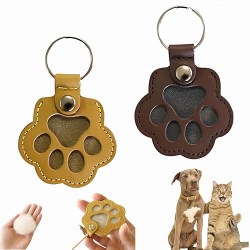 Dewppxi Schlüsselanhänger mit Hundehaare, Hundehaar-Sammler Schlüsselanhänger, Hundepfote-Schlüsselanhänger mit Druckknopf, Tierhaar Anhänger Geschenk für Tierliebhaber (K-2pcs) von Dewppxi