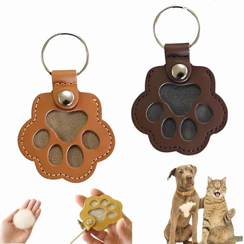 Dewppxi Schlüsselanhänger mit Hundehaare, Hundehaar-Sammler Schlüsselanhänger, Hundepfote-Schlüsselanhänger mit Druckknopf, Tierhaar Anhänger Geschenk für Tierliebhaber (L-2pcs) von Dewppxi