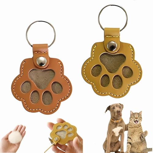 Dewppxi Schlüsselanhänger mit Hundehaare, Hundehaar-Sammler Schlüsselanhänger, Hundepfote-Schlüsselanhänger mit Druckknopf, Tierhaar Anhänger Geschenk für Tierliebhaber (M-2pcs) von Dewppxi