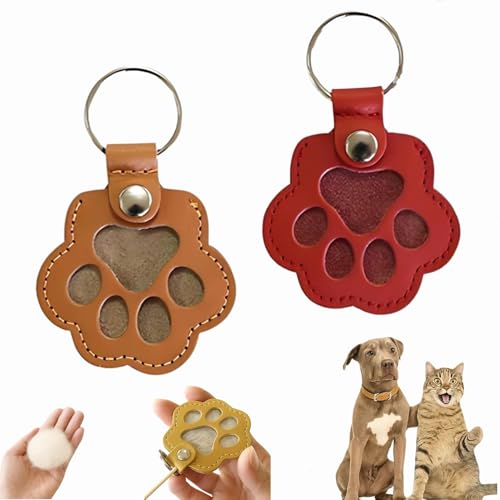 Dewppxi Schlüsselanhänger mit Hundehaare, Hundehaar-Sammler Schlüsselanhänger, Hundepfote-Schlüsselanhänger mit Druckknopf, Tierhaar Anhänger Geschenk für Tierliebhaber (N-2pcs) von Dewppxi
