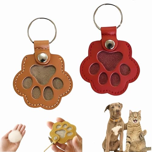 Dewppxi Schlüsselanhänger mit Hundehaare, Hundehaar-Sammler Schlüsselanhänger, Hundepfote-Schlüsselanhänger mit Druckknopf, Tierhaar Anhänger Geschenk für Tierliebhaber (O-2pcs) von Dewppxi