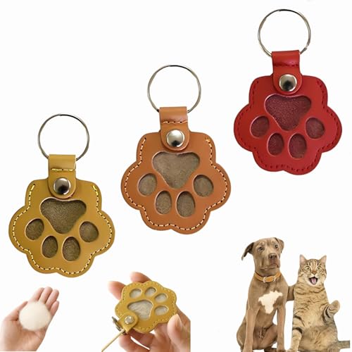 Dewppxi Schlüsselanhänger mit Hundehaare, Hundehaar-Sammler Schlüsselanhänger, Hundepfote-Schlüsselanhänger mit Druckknopf, Tierhaar Anhänger Geschenk für Tierliebhaber (P-3pcs) von Dewppxi