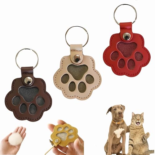 Dewppxi Schlüsselanhänger mit Hundehaare, Hundehaar-Sammler Schlüsselanhänger, Hundepfote-Schlüsselanhänger mit Druckknopf, Tierhaar Anhänger Geschenk für Tierliebhaber (Q-3pcs) von Dewppxi