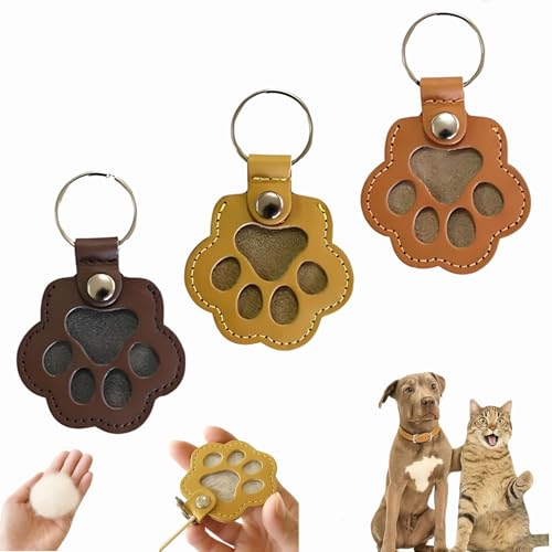 Dewppxi Schlüsselanhänger mit Hundehaare, Hundehaar-Sammler Schlüsselanhänger, Hundepfote-Schlüsselanhänger mit Druckknopf, Tierhaar Anhänger Geschenk für Tierliebhaber (R-3pcs) von Dewppxi