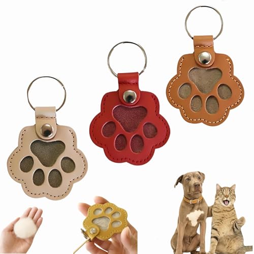 Dewppxi Schlüsselanhänger mit Hundehaare, Hundehaar-Sammler Schlüsselanhänger, Hundepfote-Schlüsselanhänger mit Druckknopf, Tierhaar Anhänger Geschenk für Tierliebhaber (S-3pcs) von Dewppxi