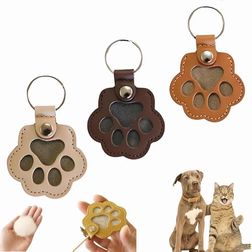 Dewppxi Schlüsselanhänger mit Hundehaare, Hundehaar-Sammler Schlüsselanhänger, Hundepfote-Schlüsselanhänger mit Druckknopf, Tierhaar Anhänger Geschenk für Tierliebhaber (T-3pcs) von Dewppxi