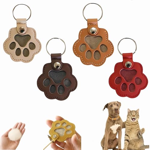 Dewppxi Schlüsselanhänger mit Hundehaare, Hundehaar-Sammler Schlüsselanhänger, Hundepfote-Schlüsselanhänger mit Druckknopf, Tierhaar Anhänger Geschenk für Tierliebhaber (U-4pcs) von Dewppxi