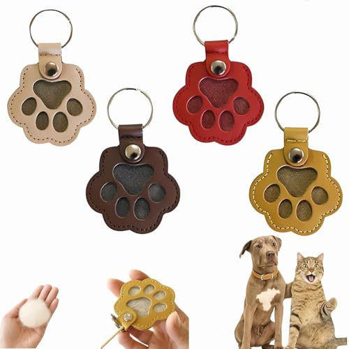 Dewppxi Schlüsselanhänger mit Hundehaare, Hundehaar-Sammler Schlüsselanhänger, Hundepfote-Schlüsselanhänger mit Druckknopf, Tierhaar Anhänger Geschenk für Tierliebhaber (W-4pcs) von Dewppxi