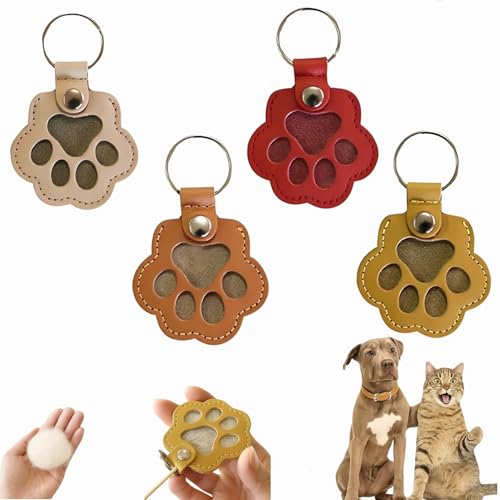 Dewppxi Schlüsselanhänger mit Hundehaare, Hundehaar-Sammler Schlüsselanhänger, Hundepfote-Schlüsselanhänger mit Druckknopf, Tierhaar Anhänger Geschenk für Tierliebhaber (X-4pcs) von Dewppxi