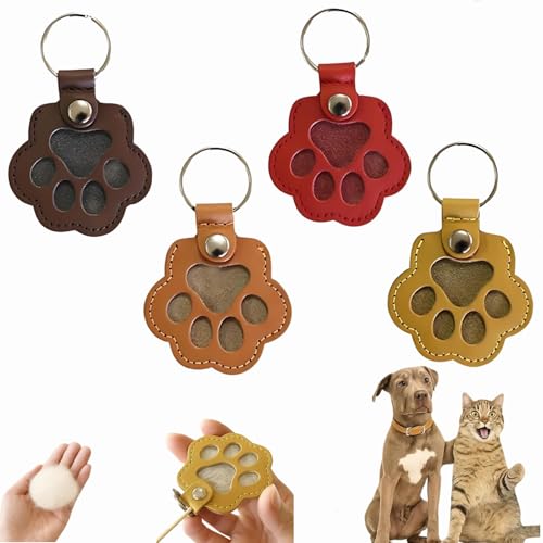 Dewppxi Schlüsselanhänger mit Hundehaare, Hundehaar-Sammler Schlüsselanhänger, Hundepfote-Schlüsselanhänger mit Druckknopf, Tierhaar Anhänger Geschenk für Tierliebhaber (Y-4pcs) von Dewppxi