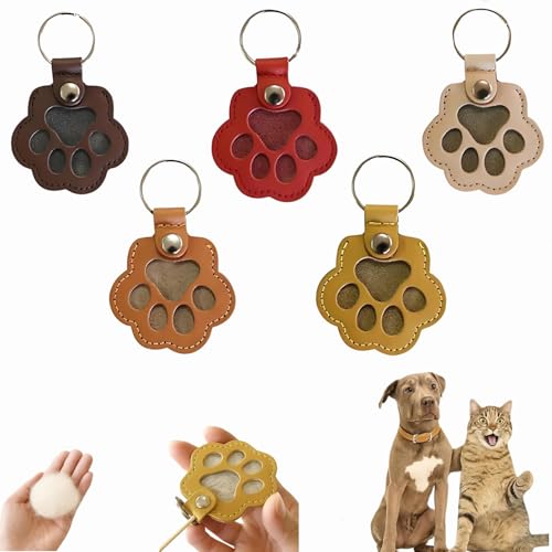 Dewppxi Schlüsselanhänger mit Hundehaare, Hundehaar-Sammler Schlüsselanhänger, Hundepfote-Schlüsselanhänger mit Druckknopf, Tierhaar Anhänger Geschenk für Tierliebhaber (Z-5pcs) von Dewppxi