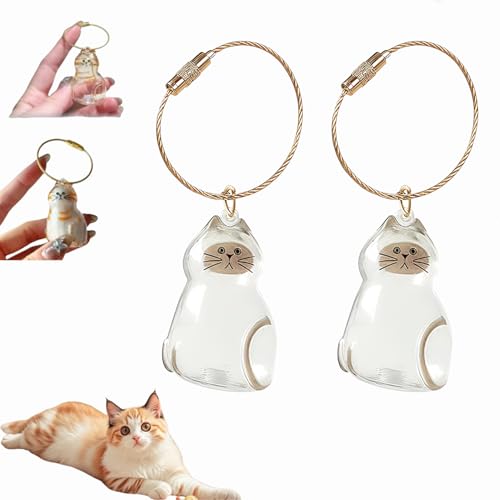 Katzenhaar-Schlüsselanhänger,Cat Hair Keychain,Katzenhaar-Aufbewahrungsflasche,Katzen Schlüsselanhänger zum Sammeln, Katzen Andenkenbox Anhänger, Erinnerungsgeschenke für Katzenliebhaber (C-2Stück) von Dewppxi