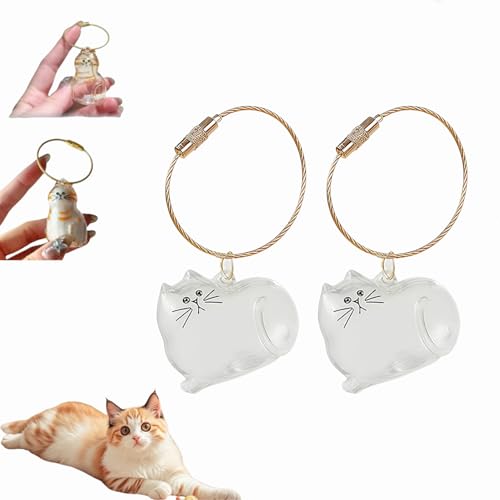 Katzenhaar-Schlüsselanhänger,Cat Hair Keychain,Katzenhaar-Aufbewahrungsflasche,Katzen Schlüsselanhänger zum Sammeln, Katzen Andenkenbox Anhänger, Erinnerungsgeschenke für Katzenliebhaber (F-2Stück) von Dewppxi