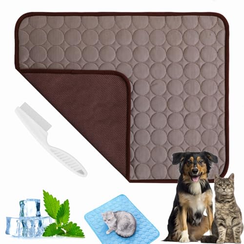 Pfotenfrost Matte Für Katzen Und Hunde, Kühlmatte Katze Selbstkühlende Kühldecke, Waschbar Atmungsaktiv Kühlende Decke Hund, Kühlkissen Sommer Heißes Wetter (Kaffee,M) von Dewppxi