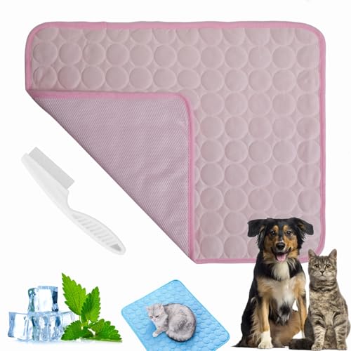 Pfotenfrost Matte Für Katzen Und Hunde, Kühlmatte Katze Selbstkühlende Kühldecke, Waschbar Atmungsaktiv Kühlende Decke Hund, Kühlkissen Sommer Heißes Wetter (Rosa,XL) von Dewppxi