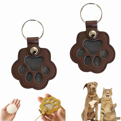 Schlüsselanhänger mit Hundehaare, Hundehaar-Sammler Schlüsselanhänger, Hundepfote-Schlüsselanhänger mit Druckknopf, Tierhaar Anhänger Geschenk für Tierliebhaber (D-2pcs) von Dewppxi